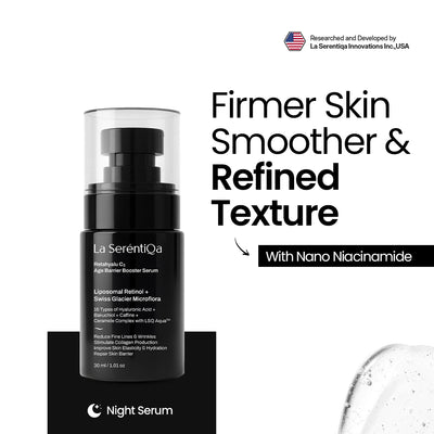 Age Barrier Booster Serum with 1.35% Liposomal Retinol, 4% 16 Types Hyaluronic Acid and 0.5% Bakuchiol | For All Skin Types